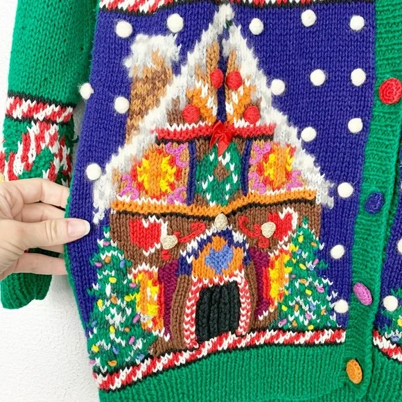 Vintage Marisa Christina 1993 Christmas Novelty Cardigan Sweater - Picture 3 of 12